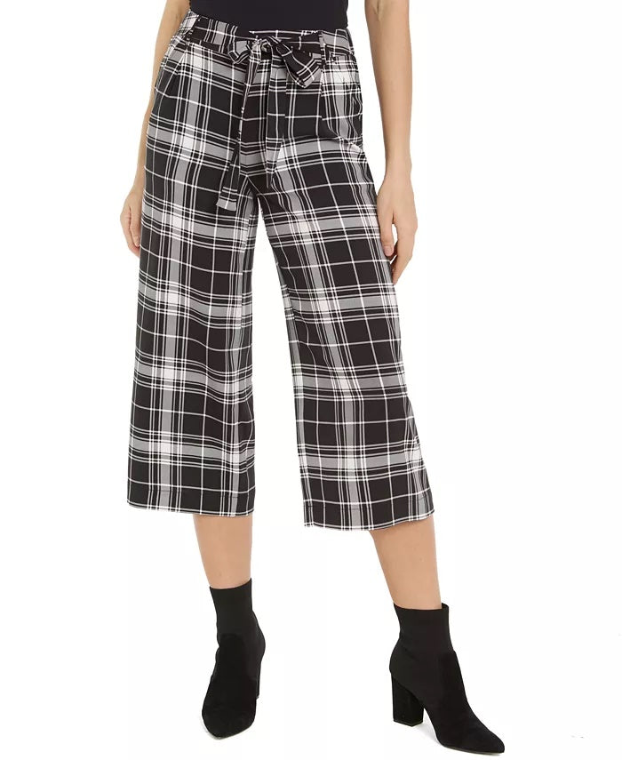 Maison Jules Women's Printed Cropped Wide-Leg Pants Black Size XXS