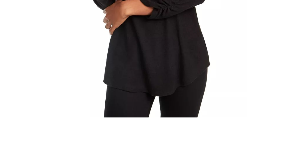 BCX Juniors' Scarf Top Black  Size X-Large