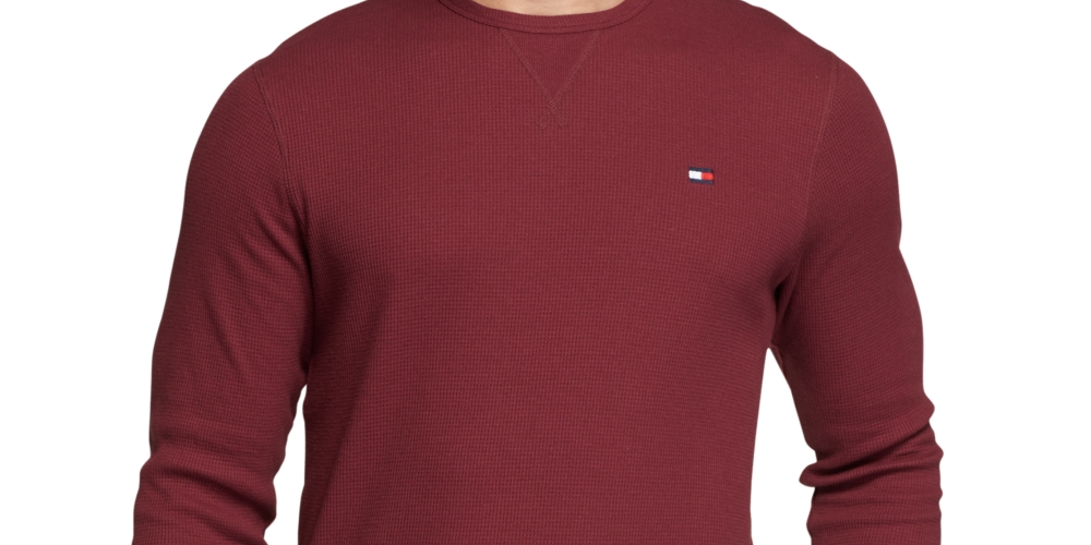 Tommy Hilfiger Men's Long-Sleeve Thermal Shirt Red Size X-Large