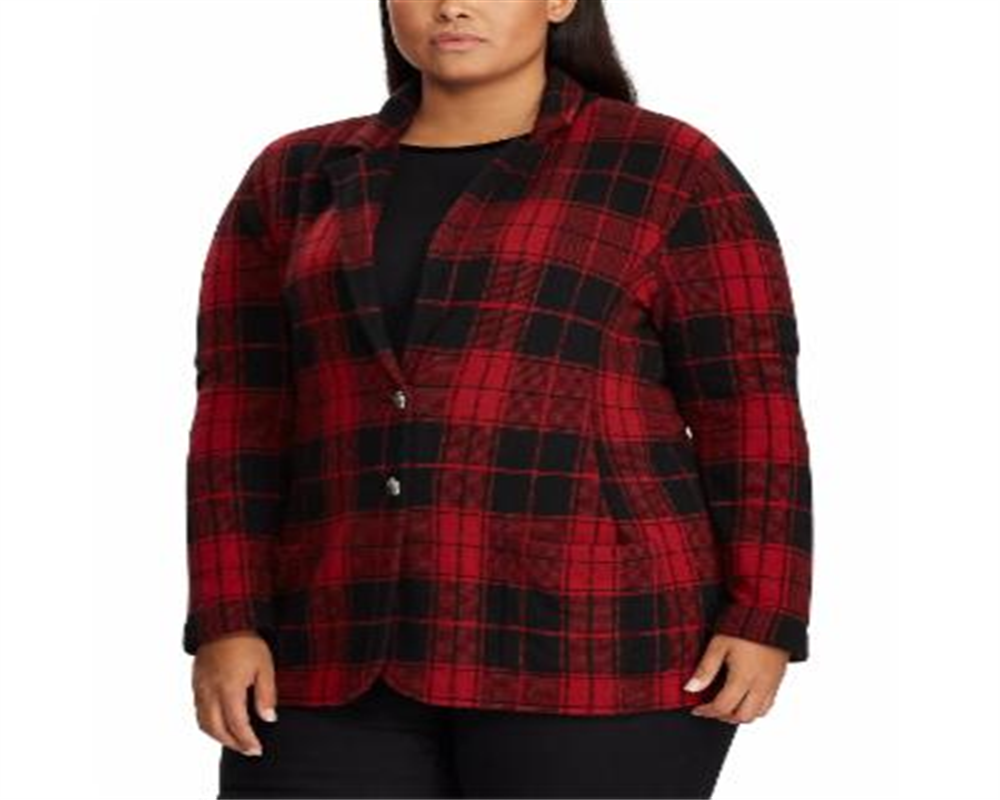 Ralph Lauren Women's Tartan Polo Blazer Black Size 2X