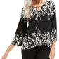 JM Collection Women's Petite Printed Keyhole Tunic Black Size PL