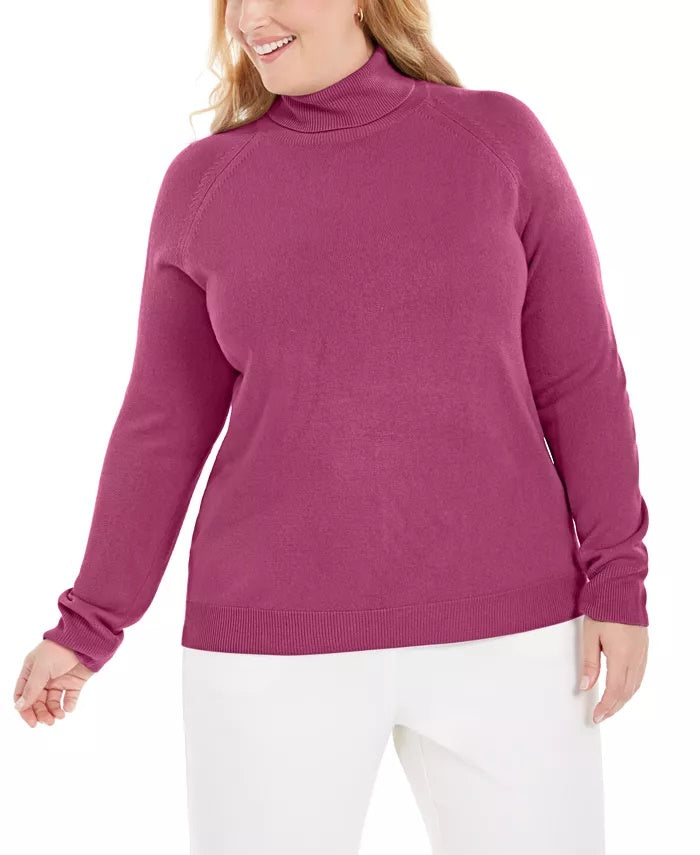 Karen Scott Women's Plus Turtleneck LuX-Smalloft Sweater Red Size -0X
