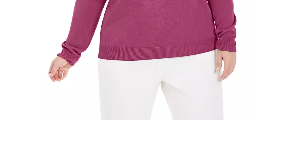 Karen Scott Women's Plus Turtleneck LuX-Smalloft Sweater Red Size -0X