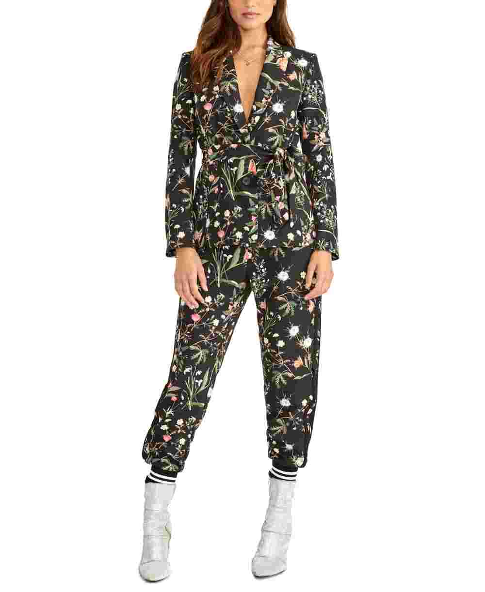 Rachel Roy Women's Floral Print Blazer Black Size 2