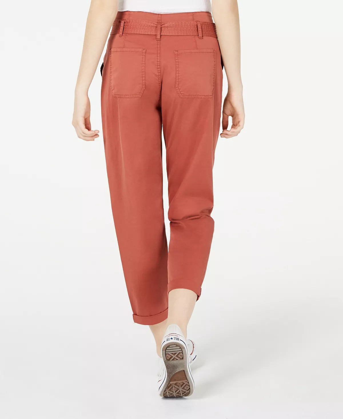 Vanilla Star Women's Belted Cuffed Pants Brown Size 13