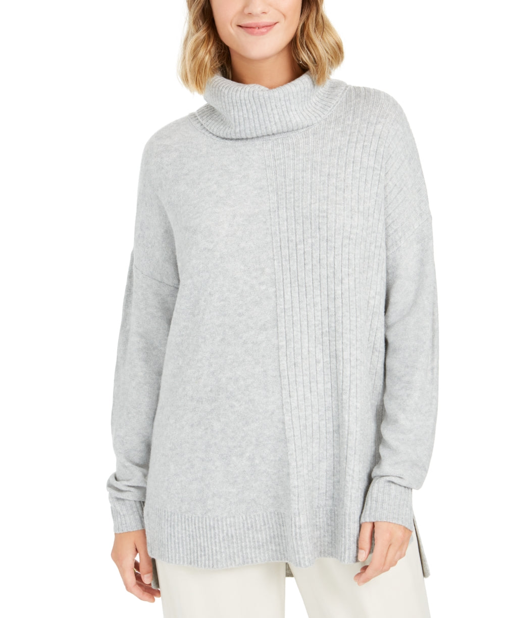Style & Co Women's Ribbed Turtleneck Sweater Gray Size PP