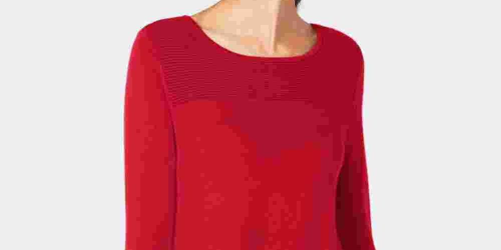 Alfani Women's Ribbed Tunic Sweater Red Size Small