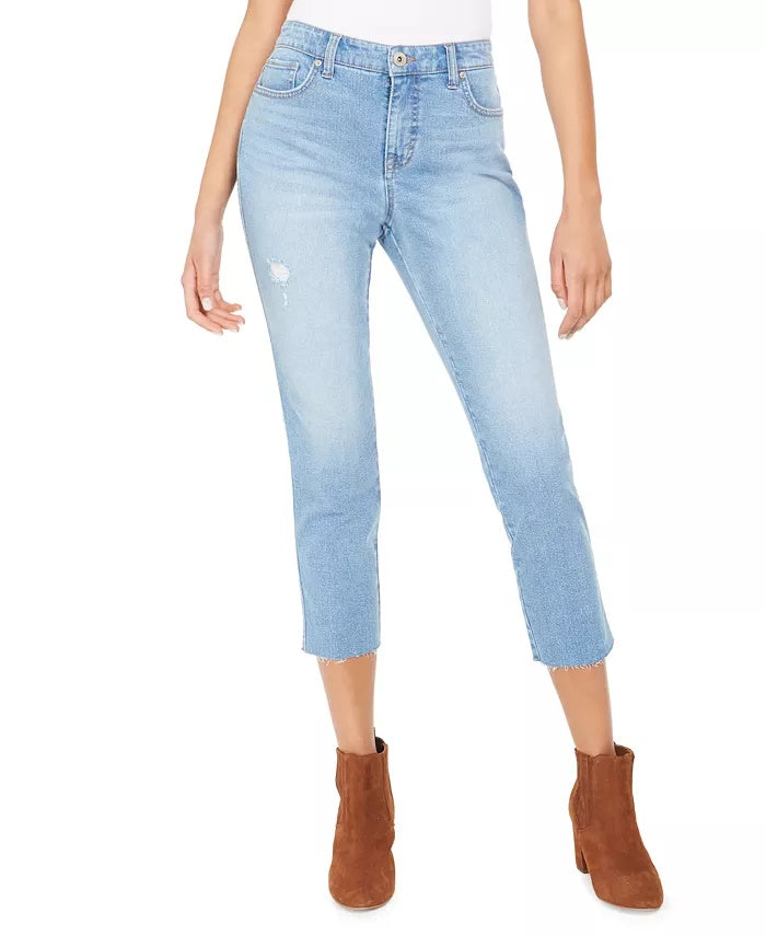 Style & Co Women's Straight-Leg Cropped Denim Jeans Blue Size 12