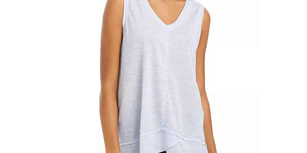 Style & Co Women's V Neck High Low Tank Top White Size Small