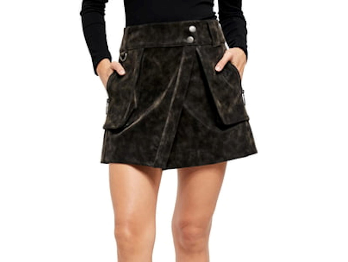 Free People Women's Carson Utility Faux Wrap Skirt Black Size 4