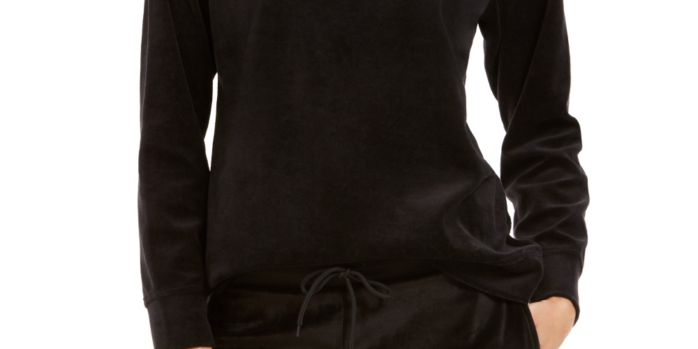 Karen Scott Women's Sport Velour Sweatshirt Black Size Small
