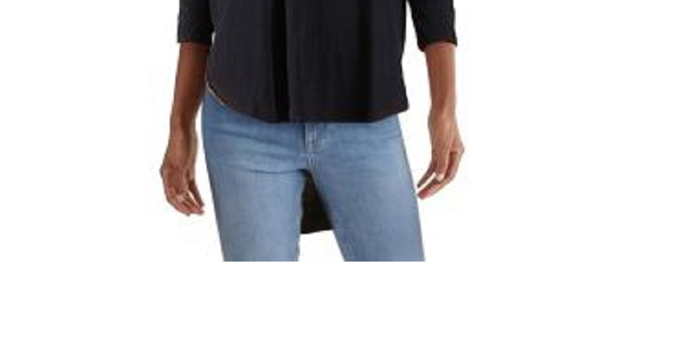 Free People Women's 3/4 Sleeve Scoop Neck Top Blue Size X-Large
