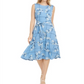 Charter Club Women's Floral Print MIDI Knit Dress Blue Size -M