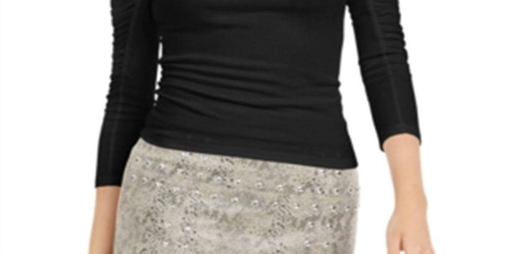 Bar III Women's Puffed Pullover Blouse Style Black  Size Large