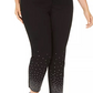 INC International Concepts Women's Embellished Ankle Skinny Jeans Black Size 28W