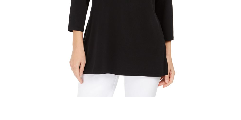 JM Collection Women's Embellished Cutout Top Black  Size XS
