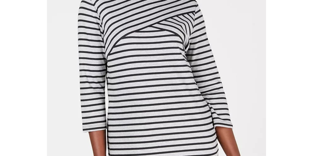 Karen Scott Women's Striped Top Charcoal Size PXL