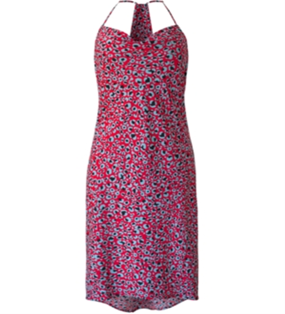 BCBGeneration Women's Cocktail Cowl Neck Asymmetrical Woven Dress Red Size L