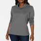 Karen Scott Women's Sport Cowl Neck Top Gray Size Small
