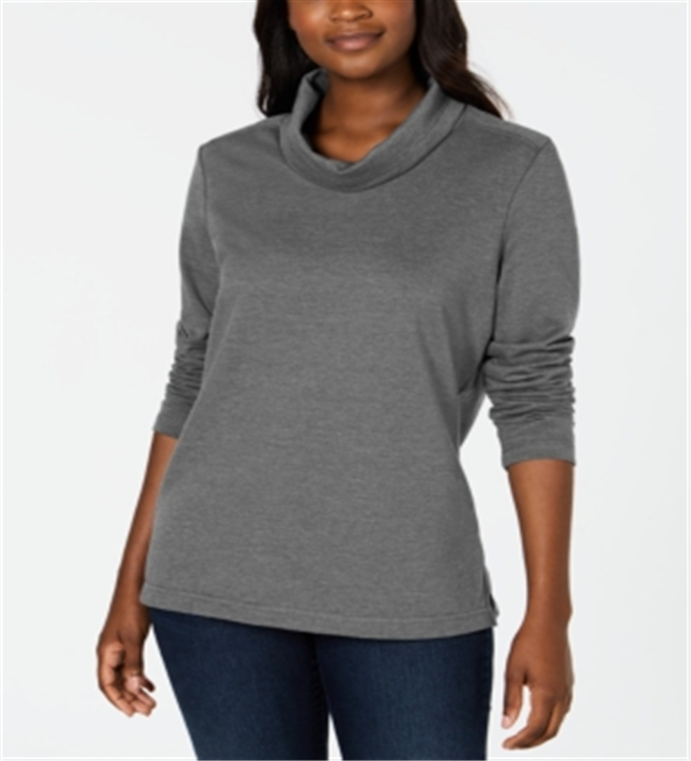 Karen Scott Women's Sport Cowl Neck Top Gray Size Small
