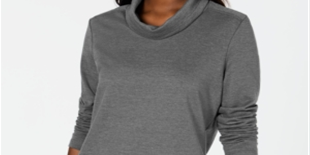 Karen Scott Women's Sport Cowl Neck Top Gray Size Small