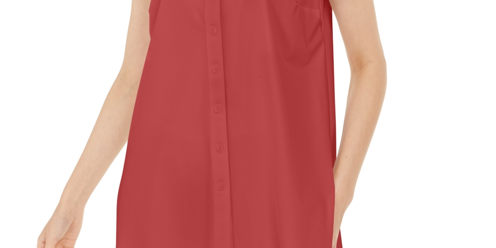 Alfani Women's Button-Down Sleeveless Button-Down Top Red Size Large