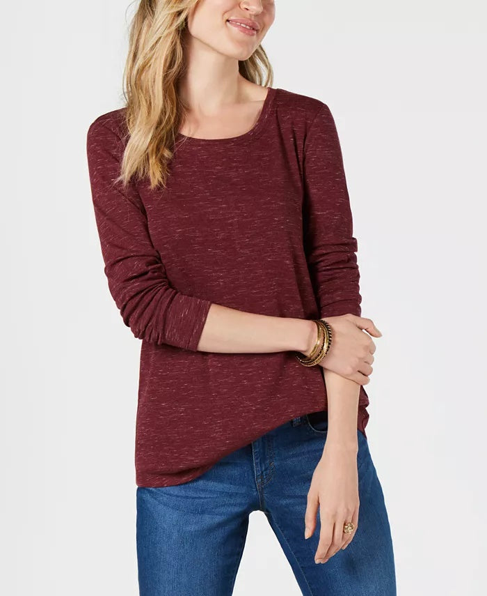 Style & Co Women's Long-Sleeve T-Shirt Purple Size XX-Large