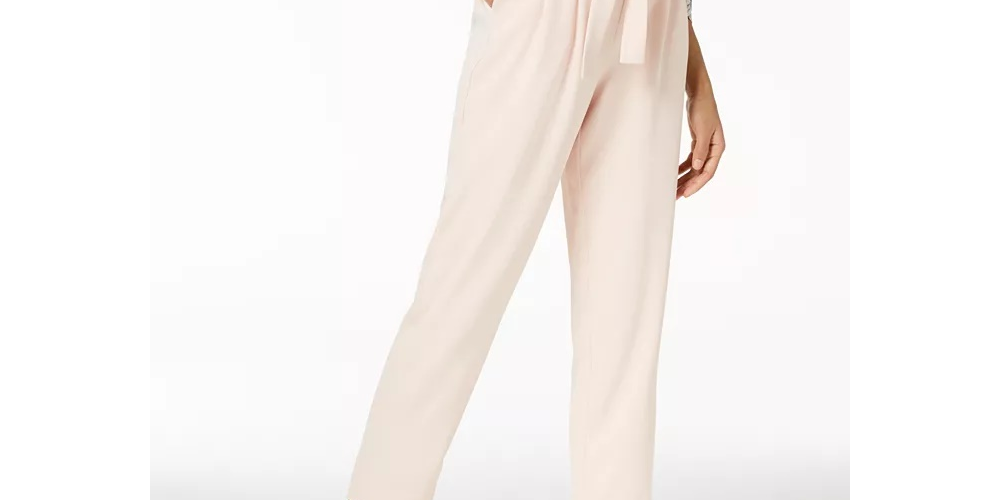 Rachel Roy Women's Paper Bag Tapered Pants Pink Size 4