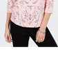 Charter Club Women's Pima Cotton Button Shoulder Printed Top  Pink Size S