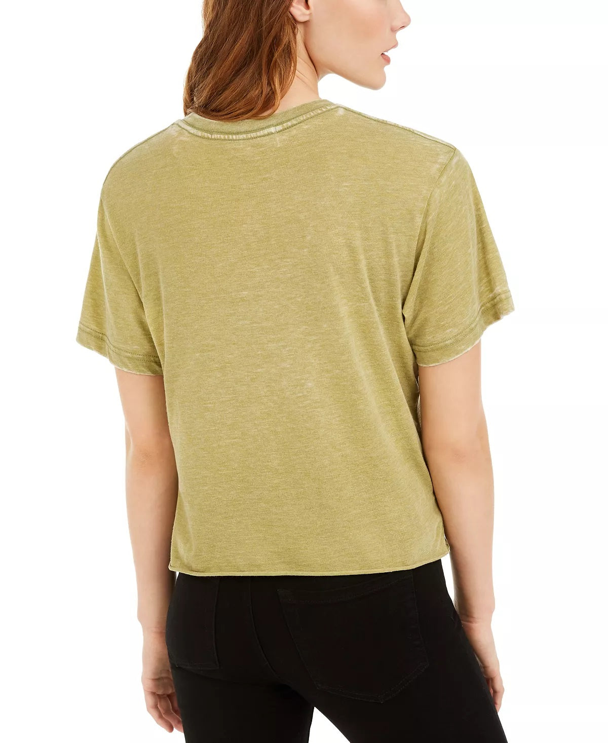 Rebellious One Junior's Elephant Metallic Cropped Graphic T-Shirt Green Size Small