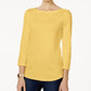 Charter Club Women's Boat Neck Button Shoulder Top Yellow Size X-Large