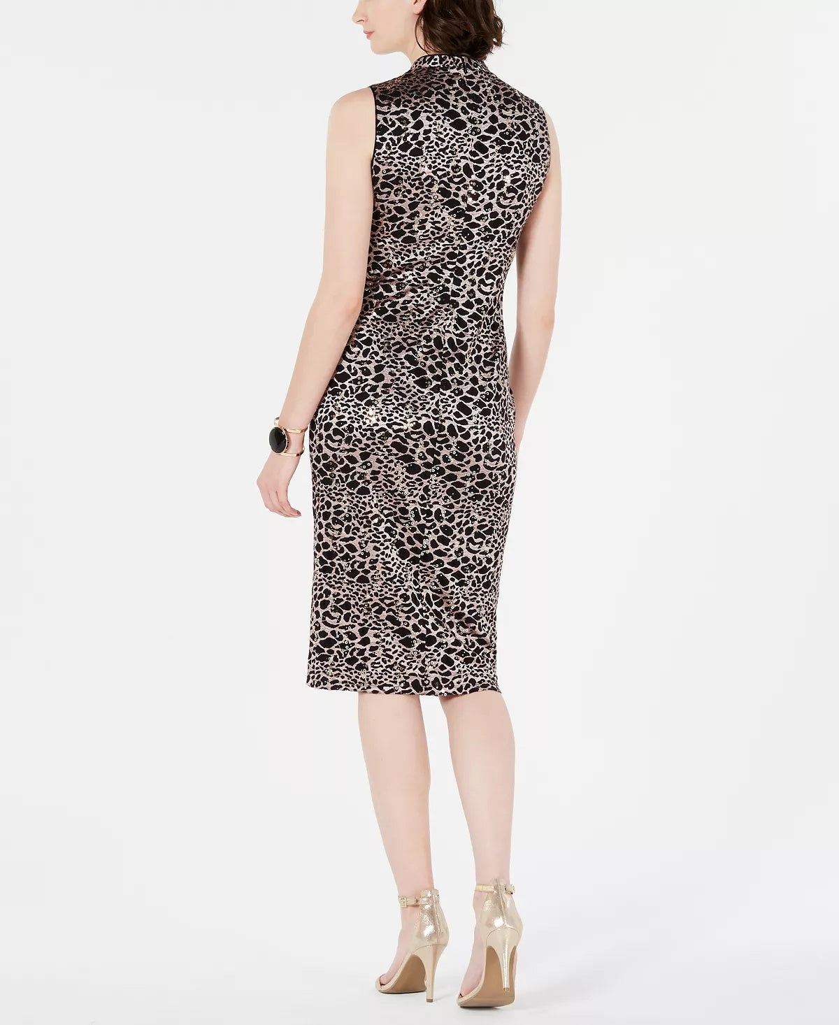 INC International Concepts Women's Mock Neck Sequin Lace Dress Black Size 8