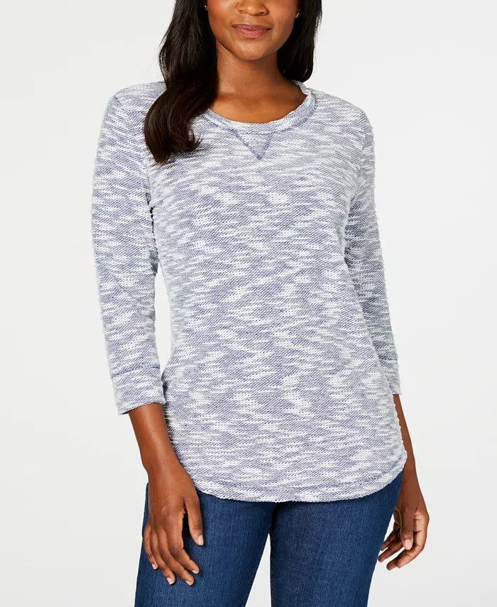 Karen Scott Women's Sport Marled Sweatshirt White Size X-Large