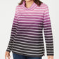 Karen Scott Women's Sport Ombre Striped Cowlneck Top Purple Size Medium
