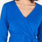 Alfani Women's Twist Side Faux Wrap Top Blue Size Petite Medium