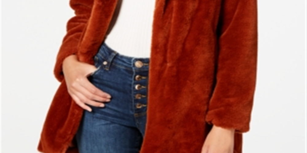 CoffeeShop Junior's Faux Fur Coat Orange Size Large