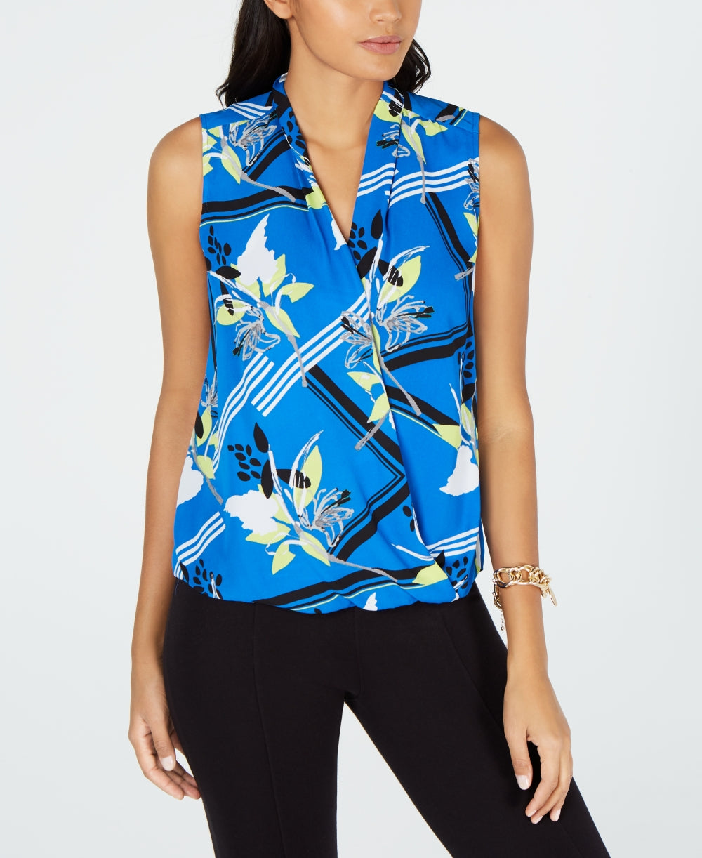 Alfani Women's Ombre Surplice Top Blue Size Petite Medium