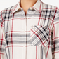 Style & Co Women's Plaid One Pocket Shirt Cream/Wine Size XX-Large