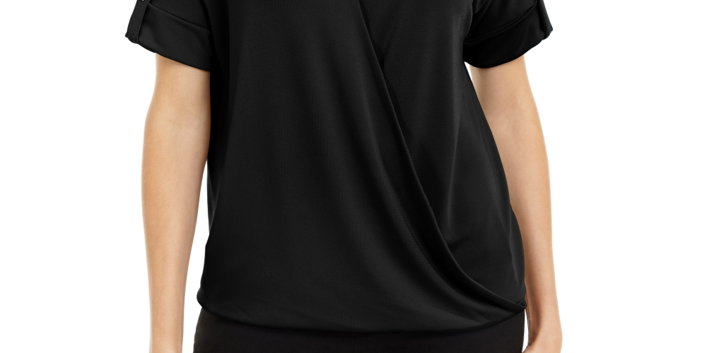 Alfani Women's Collared Knit Top Black Size Petite XL