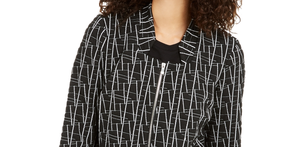Alfani Women's Printed Jacket Black Size Small