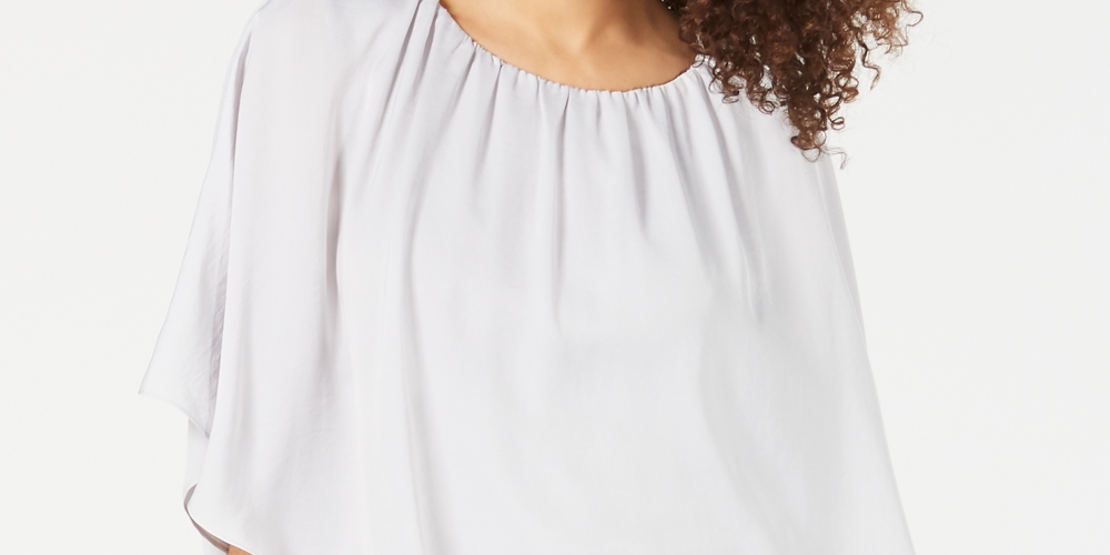 Alfani Women's Bubble Hem Blouse  GreySize Medium