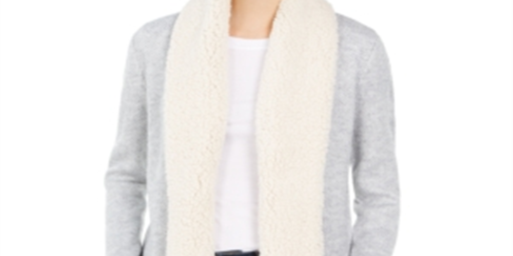 Style & Co Women's Sherpa Trim Open Front Cardigan White Size XL