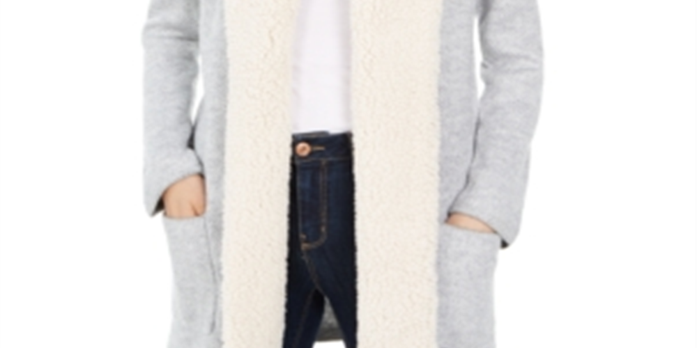 Style & Co Women's Sherpa Trim Open Front Cardigan White Size XL