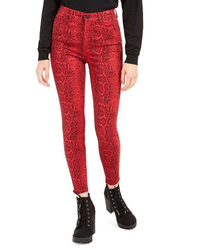 Celebrity Pink Junior's the Spice Snake Print Hi Rise Jeans Red Size 7