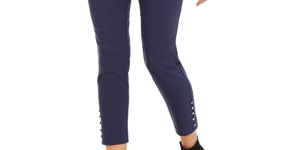 Thalia Sodi Women's Cropped Button Hem Pants Blue Size X-Small