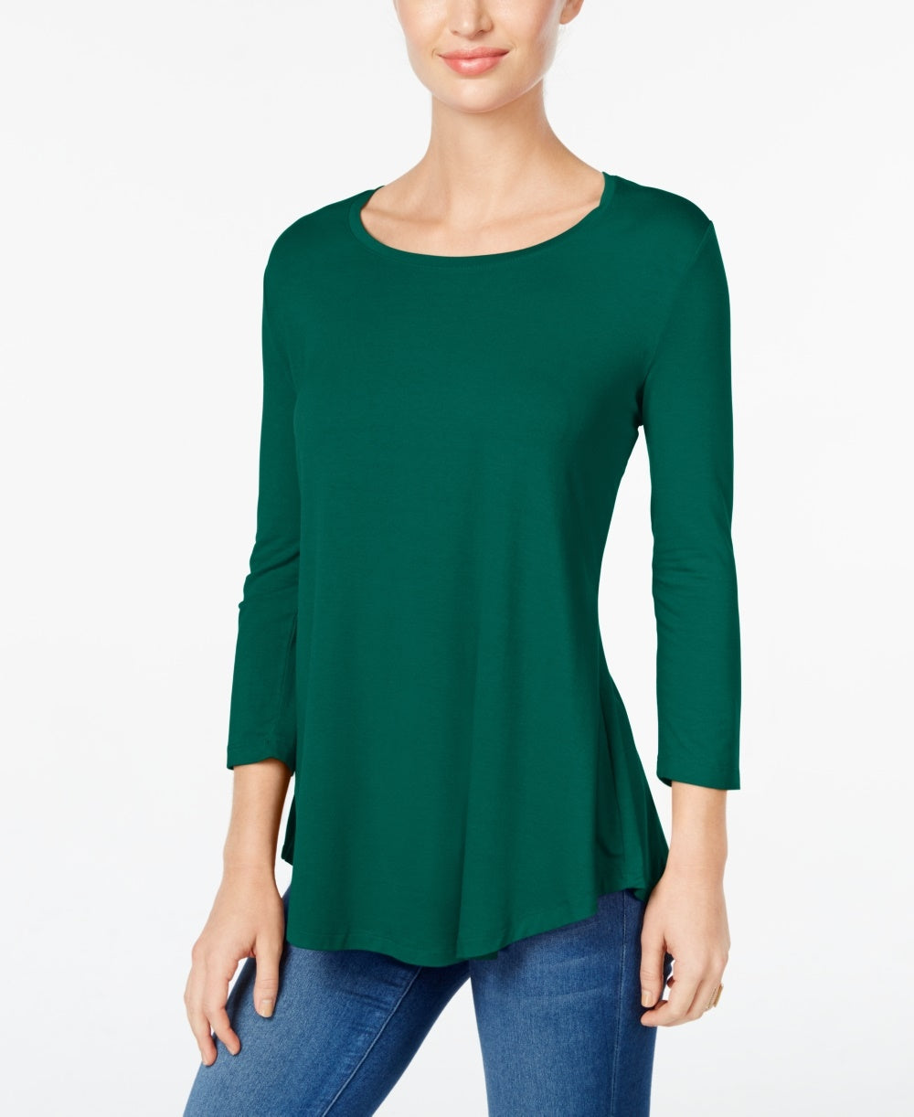 JM Collection Women's Scoop Neck Top Green Size XX-Large