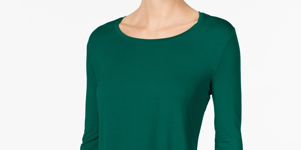 JM Collection Women's Scoop Neck Top Green Size XX-Large