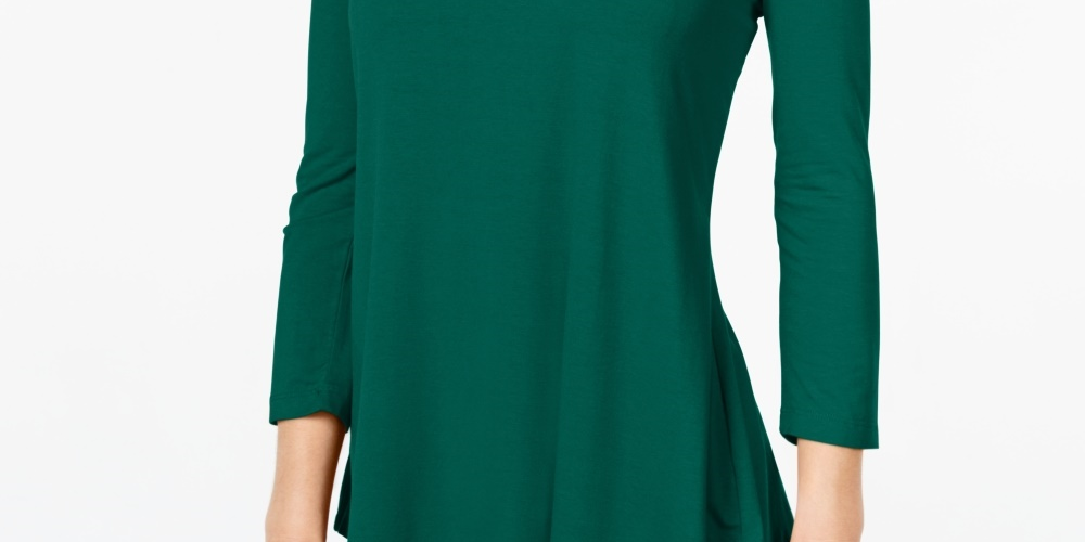 JM Collection Women's Scoop Neck Top Green Size XX-Large