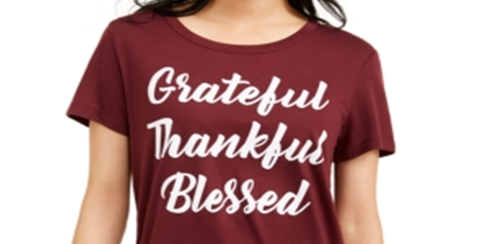 Love Tribe Junior's Grateful Thankful Blessed T-Shirt Red Size S