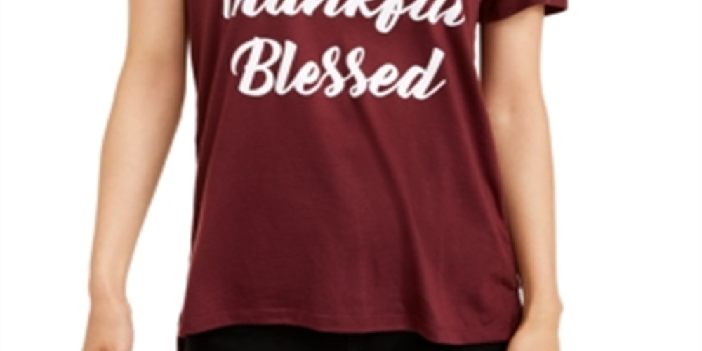 Love Tribe Junior's Grateful Thankful Blessed T-Shirt Red Size S